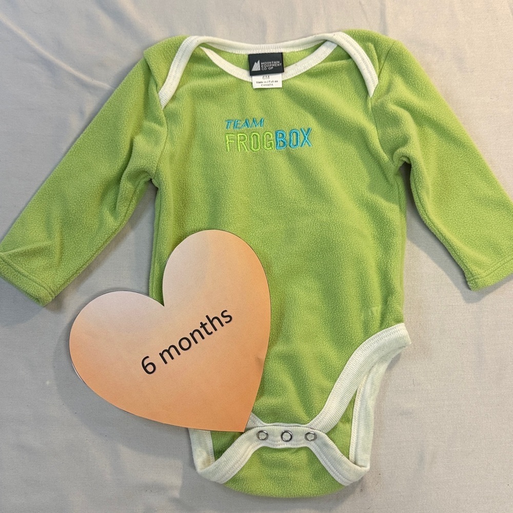 MEC -  Green microfleece long sleeve Onesie. Size 6 months